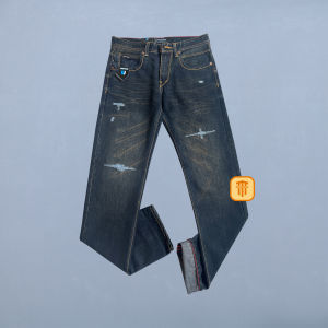 Celana Jeans Panjang Pria Sobek Lapis Wisker Wambe Denim