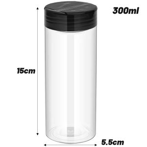 NOBLELYN 1Pcs with Butterfly Lids Labels Seasoning Bottle Double Cover 100ml-300ml Kitchen Gadget Plastic Spice Jars for Herbs Powders Salt Pepper