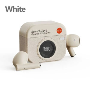 Q86 Retro Camera True Wireless Earbuds Semi In Ear LED Display Long Battery Bluetooth 5.4 Pigfly