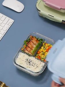 Glass Lunch Box Airtight Food Container Microwave Heating Special Kotak Bekal Bekas 玻璃午餐盒