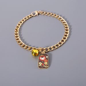 Kalung Rantai Bahan Metal Dengan Liontin Lonceng Untuk Anjing/Kucing Berkat