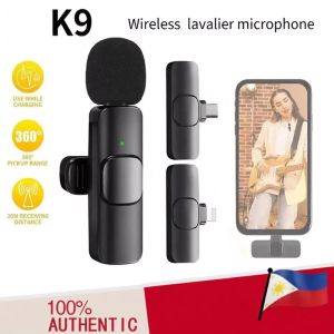 K9 Wireless Lavalier Microphone Plug & Play Lapel Mic for iPhone Type-C Android Noise Reduction Mini Wireless Mic for Vlog Live Streaming Recording
