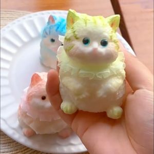 YIYU STUDIO Slow Rebound Cat Doll Squeeze Toy Cartoon Animal Cat Fidget Toy Cute Mini Simulation Cat Squeeze Toys Sensory Toys