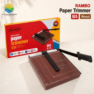 RAMBO Premium Wooden Paper Cutter B5 10x10 Inch Office Preferred Guillotine Trimmer 12-Sheet Capacity Precise Safe Cutting Board Carbon Steel Cutters Printing Shop Studio Supplies Ready Stock