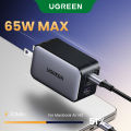 UGREEN 65W GaN 3-Port Type C Android Charger Adapter Fast PD Charger for SAMSUNG S25 Ultra S24 Ultra S23 S22 ultra xiaomi 12T iPhone 16 15 pro max 14 pro max13 pro 12 pro max Samsung Tab S7 Lenovo ASUS Laptop Fast Charger. 