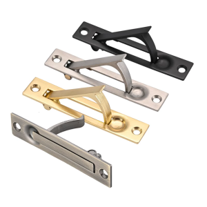 Matte Black Flush Edges Pocket Door Handle Solid Zincs Alloys Construction Double Hook Latches Hardware