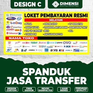 Spanduk jasa transfer / spanduk loket pembayaran resmi / banner jasa transfer /banner spanduk custom