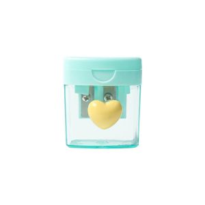 SUNNE SHOP Có Nắp Dụng cụ gọt bút chì 1/2 lỗ Trong suốt Gọt bút chì Đơn giản Vẽ Dụng cụ cắt bút chì Văn phòng phẩm học sinh