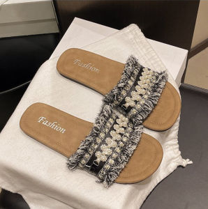 [Free Shipping] Flat-Soled Slip-On Sandals Low-Heeled Princess-Style With A Platform Sole Non-Slip Suitable For Everyday Wear With A Rounded Toe And Featuring A Color-Block Design For Summer
