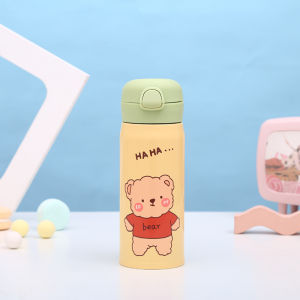 กระติกน้ำเด็กเก็บอุณหภูมิร้อนเย็น 400ml. ใช้หลอดดูด พร้อมส่ง--กระติกน้ำเก็บอุณหภูมิ ลายใหม่