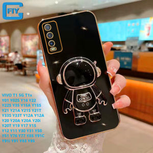 For VIVO Y01 Y15A Y15S Y21 Y21A Y21S Y21T Y33S Y33T Y12A Y20 Y20A Y20S Y20i Y20T Y17 Y15 Y12 Y11 Y30 Y50 Y91C Y91i Y91 Y93 Y95 Astronaut Bracket Luxury Plating Gold Soft Phone Cases Cover
