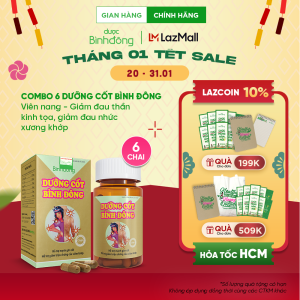 Combo 6 hộp Dưỡng Cốt Bình Đông - Giảm đau thần kinh tọa đau nhức xương khớp - hộp 6 gói viên hoàn cứng