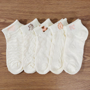 【Free Shipping】Cute Bear Socks for Women Girls Ins Style Spring Summer Cartoon Tide White Socks 2022 New