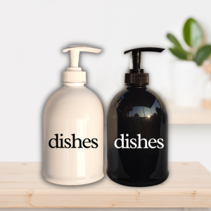 Hiraya PH Soap Dispenser 500 ml Hands and Dishes Pump Bottle Bell Type | Minimalist Black and White | Waterproof Labels