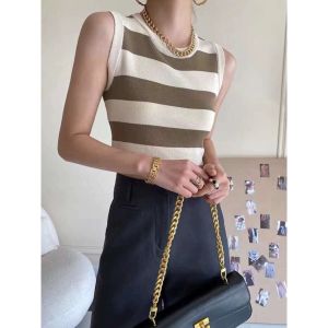 BL20803 Big Stripe Sleeveless Knit Top