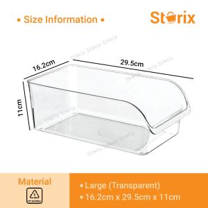 Storix PET Transparent Container for Food Storage Rack Refrigerator Organizer Stackable Fridge Organizers with Handles