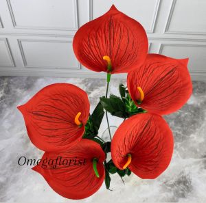 Bunga Aron Panda Cabang 5 calalily-Bunga Anturium Acc Cabang 5 Artificial / Bunga Artificial / Bunga Plastik / Bunga Dekorasi / Dekorasi Pernikahan / Pernikahan