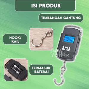 Timbangan Gantung Mini 50 Kg LCD Digital Serbaguna Portable Bagasi Koper Kiloan Beras Ikan