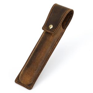 NOVELLEO Dung lượng lớn Hộp đựng bút và bút chì Làm thủ công Da Bộ tổ chức để bàn Phong cách retro Bền bỉ Giá đỡ túi bút Trường học