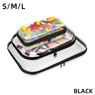 Hard Shelled Clear Organizers With Zipper Storage Bag Organizer With Zipper Transparent Plastic Box Waterproof Wear-Resistant Durable Stackable Storage Bins Toys Snacks Cosmetics Travel Diaper Bag Organization Clearbins