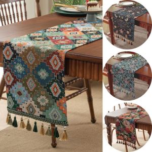 Table Runner European Luxury Classical Oil Painting Table Mat Thickened Cotton and Linen Dustproof Table Cloth Suitable for Home Decoration TV Cabinet Tea Table Cover