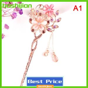 bashijian Hair Pin Double Flower Rhinestone Hair Stick Hair Clip