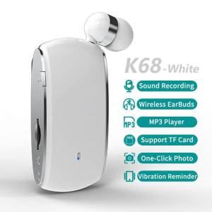 VAORLO Meeting Voice Recording Wireless Headphone 6 IN 1 Recorder/MP3 TF Card Play/One-Click Photo/Vibration Reminder Lavalier Business Sport With Mic Noice Cancelling Bluetooth 5.3 Earphone