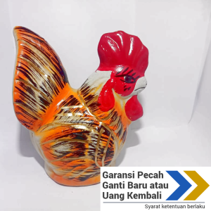 Celengan tanah liat ayam unik karakter murah celengan target jutaan ukuran extra 24cm garansi pecah ganti baru atau uang kembali kado ultah anak