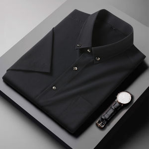 60-175KG Men Oversized Professional Short Sleeve Tops Man Loose Business Formal Gold Buttons Plus Size Shirt