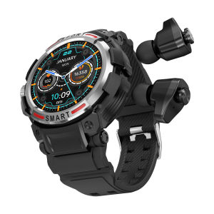 GT100 Smart Watch 2 in 1 Men TWS Earbuds AMOLED Bluetooth Headset Earphone Tracker Music Sports Fitness Smartwatch