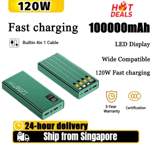 【SG】CCC 120W Super Fast Charging Powerbank 100000mAh Power Bank Qc3.0 Charger Support Portable Charge 4 in 1 Cable 移动电源