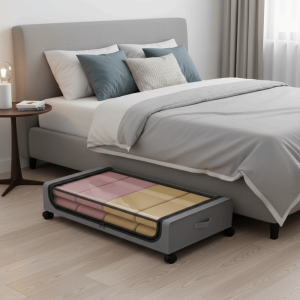 ILOIQD Dust-Proof ​​Under Bed Storage Box Space Saving Large Capacity Bed Bottom Storage Box Toy Sundries Storage Box Curved Style Quilts Clothing Storage Box for Home