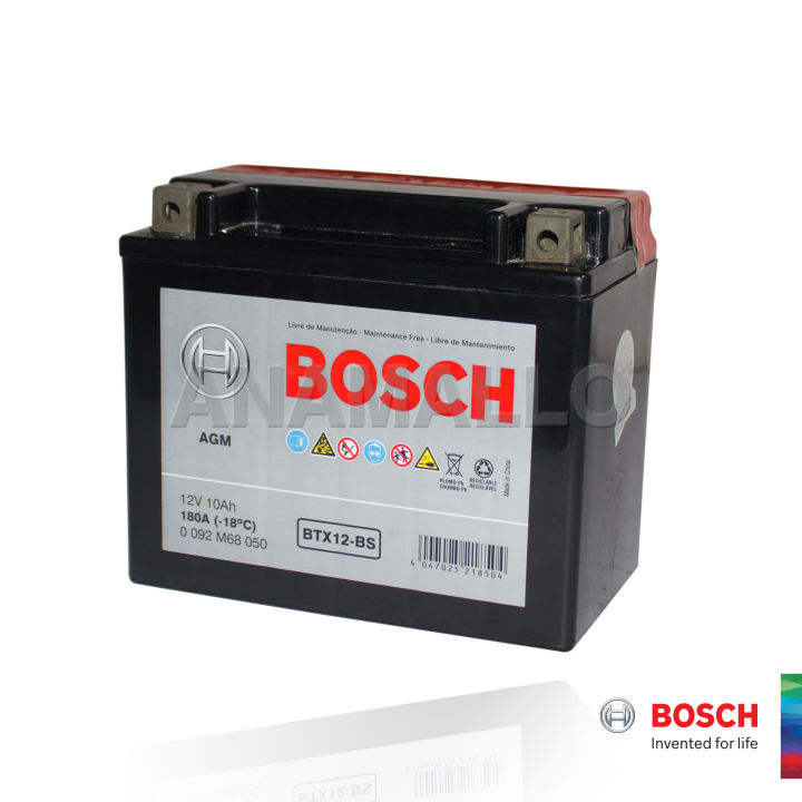 BOSCH Motorcycle Battery M6 Mega Power Ride BTX12-BS 12v 10ah - YTX12 ...