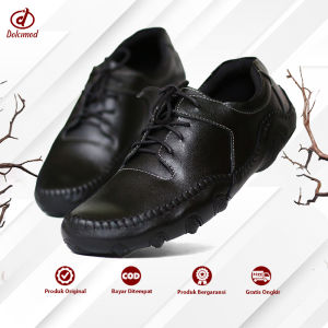Sepatu Pantofel Pria Kulit Sapi Formal Slip On Loafers Temali Velcro Kerja Kuliah Santai Acara Resmi Kantor Nikahan Sol Tanam Full Kulit Cokelat Hitam Big Size Terlaris Cowok Dewasa