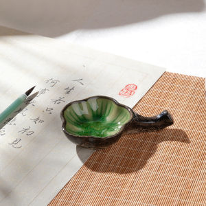 Đĩa mực sứ hình Như Ý dùng đựng mực gác bút liếm bút lông phụ kiện thư pháp văn phòng tứ bảo