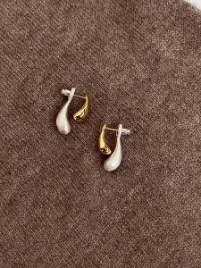 Two-tone water droplets S925 Silver needle earrings with a simple design unique and versatile can be worn in two ways gold and silver two-tone earrings