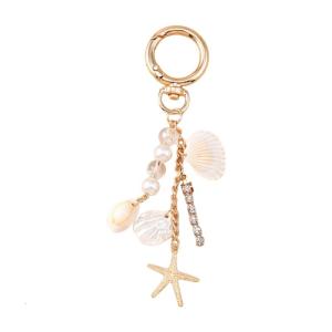 Thanh lịch seashells ngọc trai Keychain cho phụ nữ phong cách bãi biển Móc chìa khóa phụ kiện với Starfish Seahorse quyến rũ cho phụ nữ