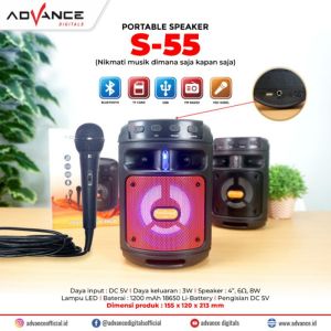 【READY STOCK】Advance Speaker Bluetooth portable S55 Free Mic Karaoke/Salon Aktif Radio Fm Box Music/Speaker Aktif Portable