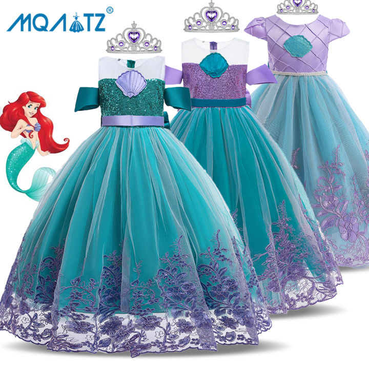 MQATZ Princess Costume For Girls Little Mermaid Costume Ariel Dress  Carnival Baby Party Dress Halloween Ball Gown Vestidos 2-10Years MRY003