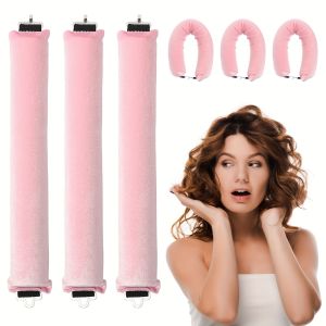 3-Pack Heatless Hair Curlers for Women & Girls - No Heat Overnight Curling Set for Long Hair | Soft Foam Rollers for Wavy Styles & Natural Curls | Reusable DIY Hair Styling Tools