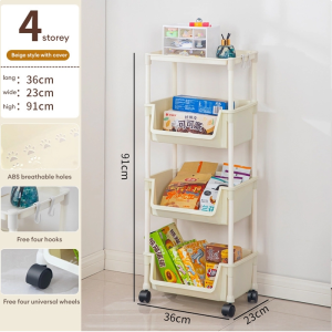 Acrylic Transparent Storage Rack Movable Small Cart Multi-level Snack Storage Rack Living Room Kitchen Household Floor Storage Rack 透明置物手推车