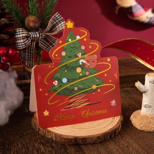 TINGTIAN 10pcs Cảm ơn bạn Thiệp chúc mừng giáng sinh vui vẻ Chữ viết tay Thiệp mời Thẻ giấy trắng Dễ thương Gấp Thẻ tin nhắn Thiệp mời khách