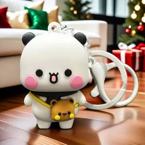COOLSOOL Panda Bubu and Yier Doll  Keychain Cartoon PVC Backpack Charm High Quality Couple Jewelry Doll Pendant