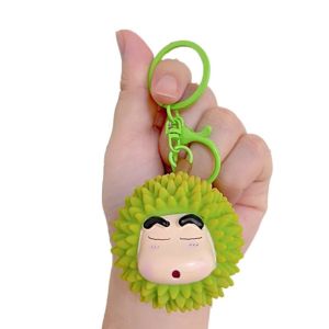 NOVELLEO Luminous Durian Crayon Shin Chan Keychain Glowing Fruit Crayon Shin Chan Keyring Creative Cartoon Shin Chan Bag Pendant Womens Gift