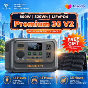 【With Panel】Bluetti Premium 30 V2 600W/320Wh(100000mAh) Solar Power Station with LT-60W Panel 220V for Outdoor Camping