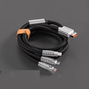 ECILY 3in1 6A 120W Type-C Fast Charging Cable For Phone Micro USB Type-C Charging Cable For Huawei Samsung Xiaomi I-Phone One Plus
