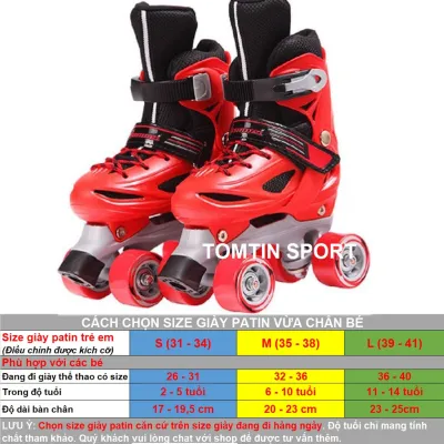 Giày patin trẻ em 2 hàng 4 bánh - Đi được ngay không sợ ngã - Tặng kèm bảo hộ chân tay hãng BANWEI - TOMTIN SPORT quà tặng sinh nhật