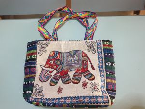 Canvas Material Multicoloured Embroidery Bag