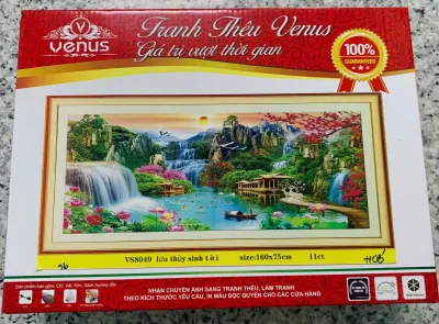 [ MỚI] Tranh thêu chữ thập phong cảnh lưu thủy sinh tài thêu kín lv3566 VS8048 lv3567 VS8049 lv3568 VS8050 [ Tranh Hà Đoàn]
