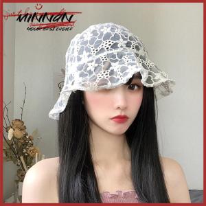 [minnan] หมวกลูกไม้น่ารักหวานหมวกทรงถังดอกไม้กลวงหมวกชาวประมงผู้หญิงหมวกกันแดดระบายอากาศได้